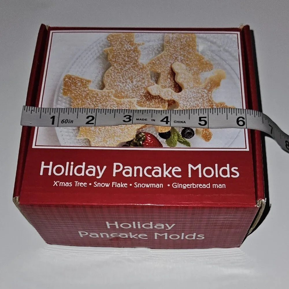 4 Holiday Pancake Molds Christmas Tree Snowflake Snowman Gingerbread NEVER USED